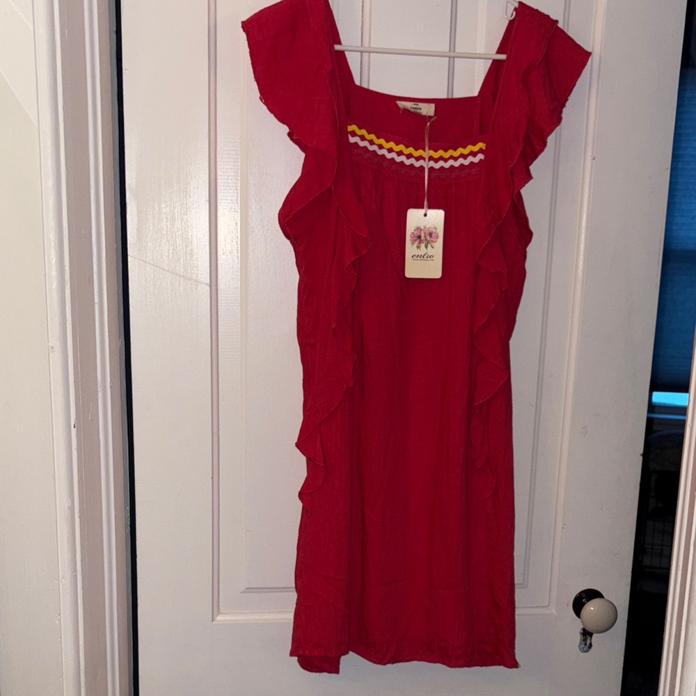 Entro Red Ruffled Dress - Picture 2 of 11